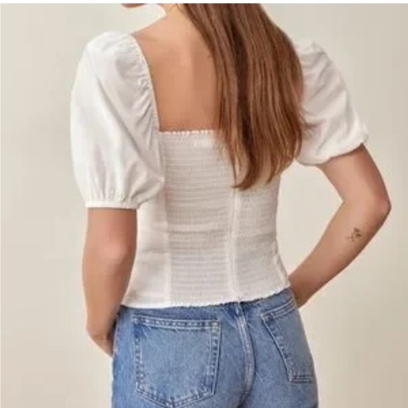 Reformation White Puff Sleeve Crop Top size 2 new - Picture 2 of 7